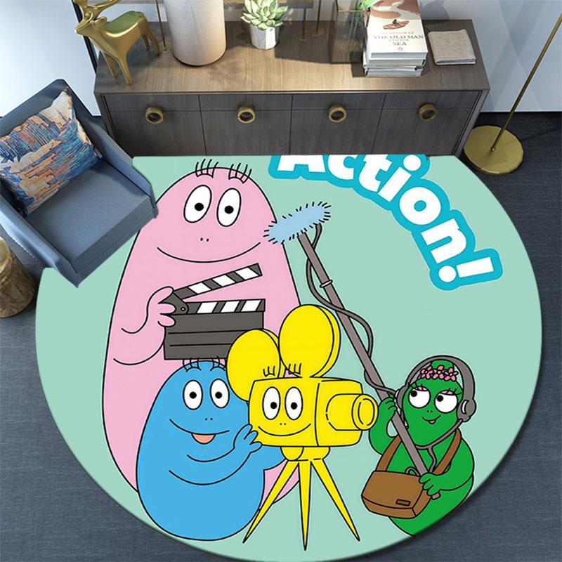 Barbapapa,Round Area Rug,Carpet Rug for Living Room Bedroom Sofa Playroom Decor,Non-slip Floor Mat