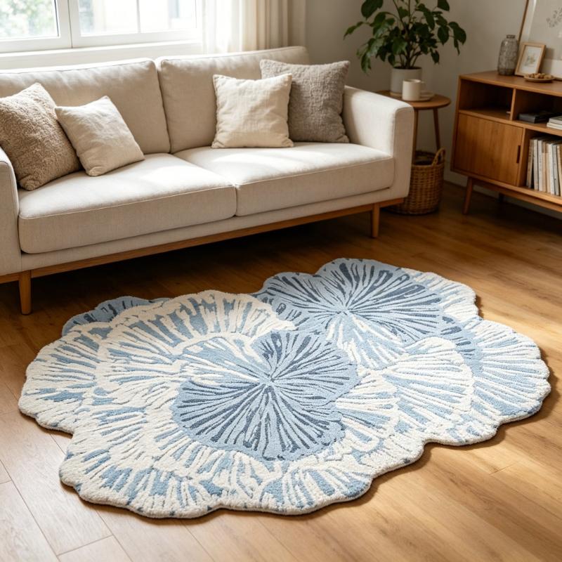 Art Style Carpets for Living Room Light Luxury Bedroom Decor Carpet Fluffy Soft Irregular Shape Bedside Rug Home Plush Floor Mat