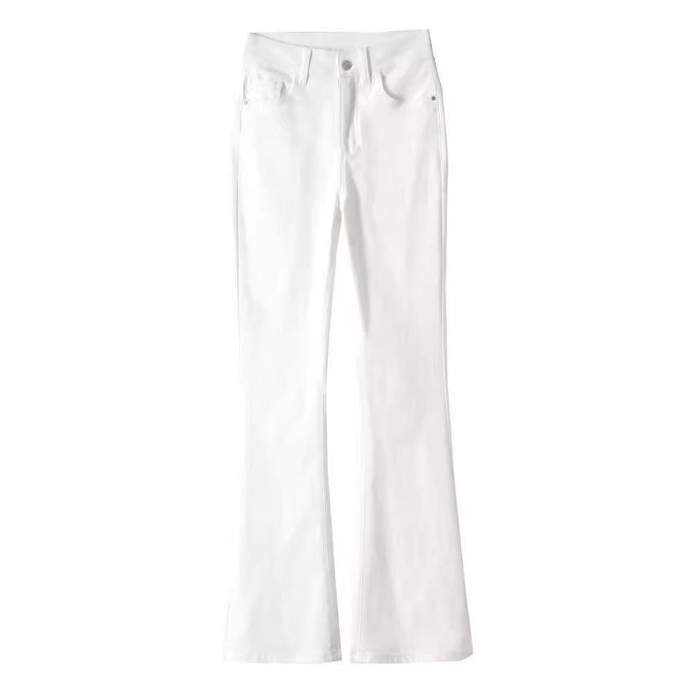 Women's High-Waisted White Flared Jeans, Spring 2026, Slim Fit Plus Size.