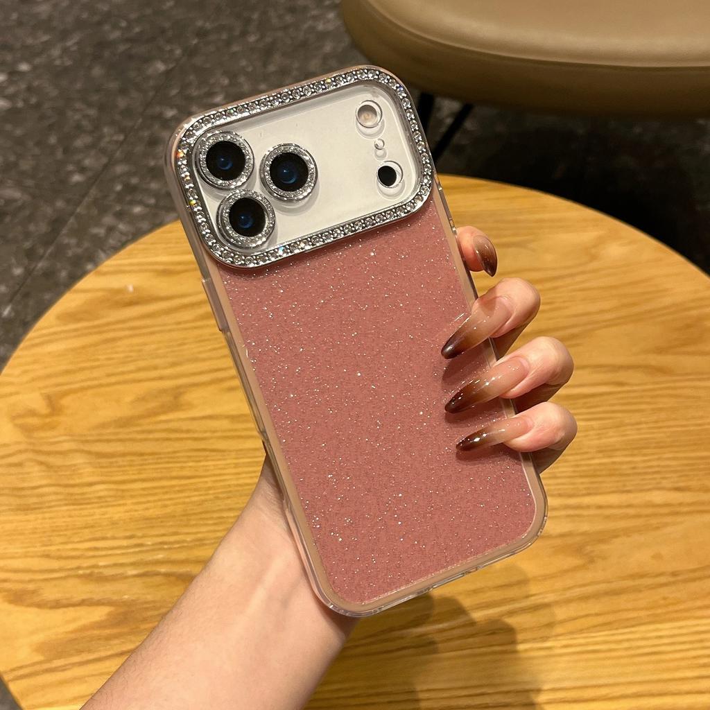 Glitzernder Diamant-Linsen-Handyhülle für iPhone 17 Pro Max 17E Air 16E 16 Pro 15 14 Plus 13 Kristall TPU+PC Galvanisierte Rückseite