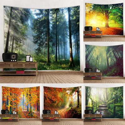 Sunshine Forest Natural Landscape Printing Pattern Tapestry Home Living Room Bedroom Wall Decor Background Cloth Tapestry