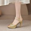 Golden Fashion Luxury New Women's Shoes Buckle Heart New Summer Ladies Waterproof Platform Sandals High Quality Women's Shoes