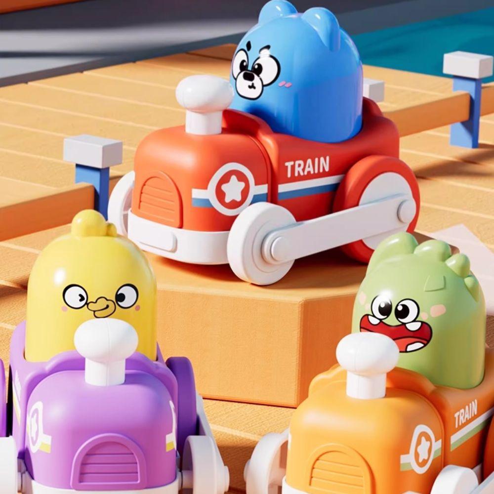 Cartoon Train Power Toy Collision Puzzle Toy Car Cute Press Inertia Pull Back Toy  Children's