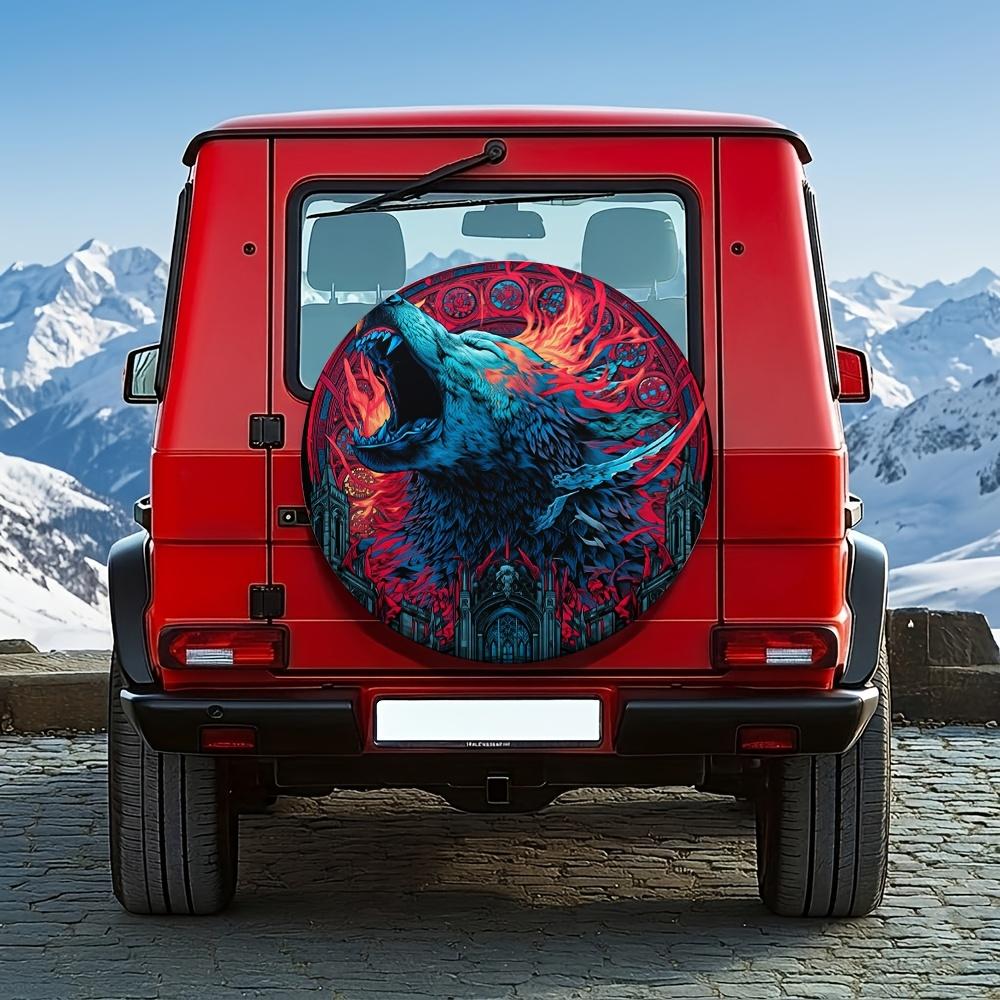1pc, 14-17 Inch Universal Ultra-Gothic War Wolf Roar Tire Cover, Suitable For Off-Road Modification, Outdoor Road Trips, Beast E