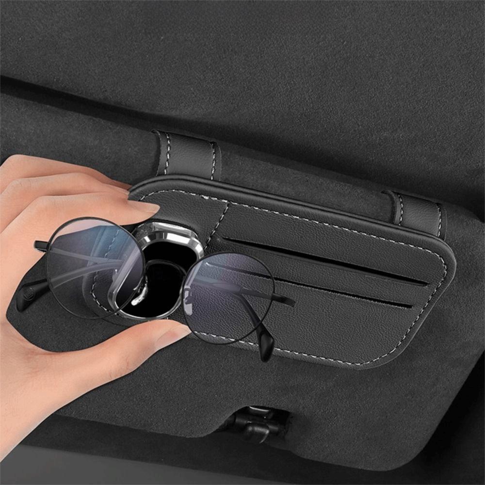 Anti-scratch Glasses Clip PU Leather Eyeglasses Hanger Sunglasses Holder  Vehicle Accessories