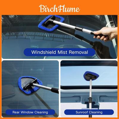 Car Windshield Cleaning Brush With Extendable Handle And Microfiber Cloth For Streakfree Glass Cleaning