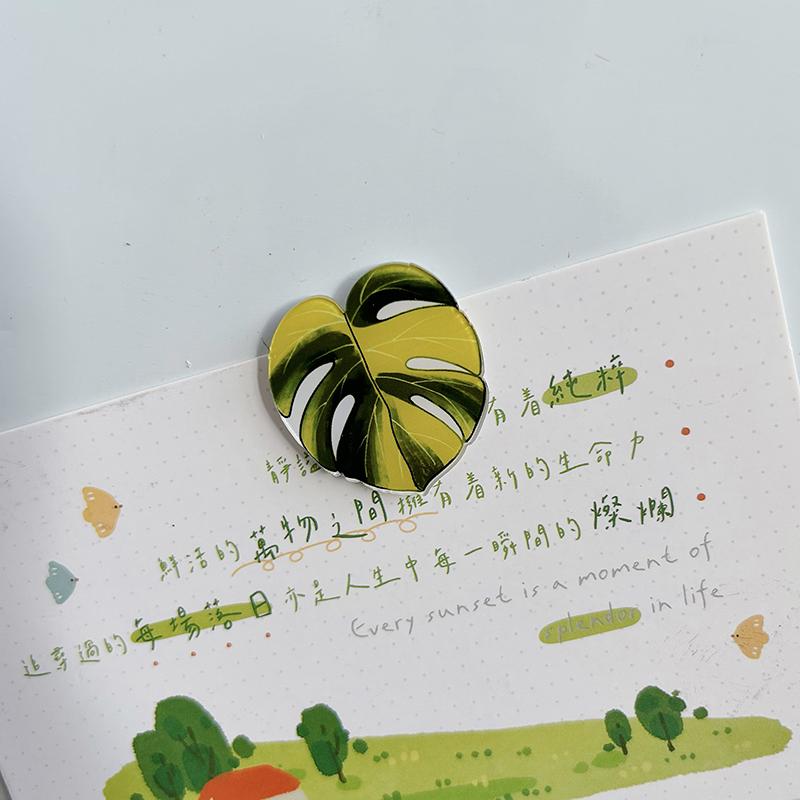 Plants Leaves Fridge Magnet Pink Princess Plant Refrigerator Sticker Acrylic Simulation Leaf Magnet Sticker Home Kitchen Decor
