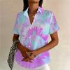Summer New Plus Size Women's Tie-Dye Print Short-Sleeve Shirt - Loose, Comfortable, and Stylish
