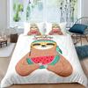 Cartoon Sloth King Queen Duvet Cover Kids Cute Animal Bedding Set Bathtub Decor Blue Comforter Cover Soft Polyester Quilt Cover