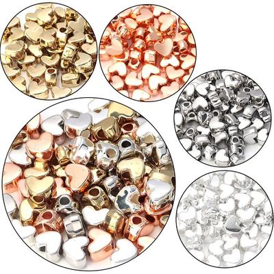 50 st Elektropläterade Persikohjärts Pärlor med Stort Hål - DIY Smyckesmellanläggstillbehör