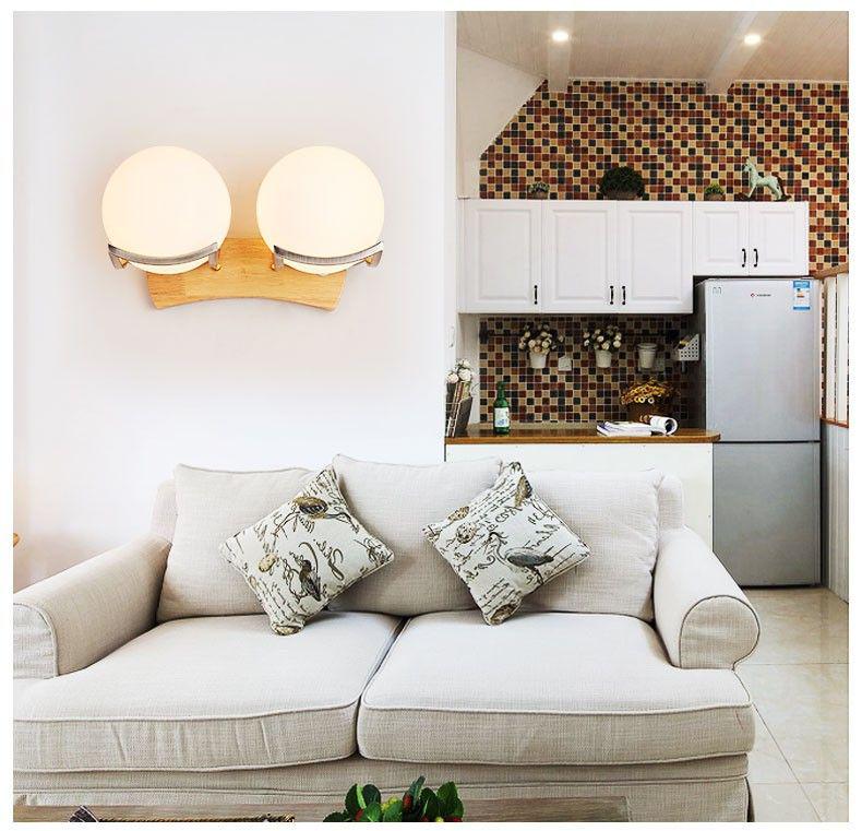 Moderne minimalistisk vegglampe i tre for soverom og gang (Kinesisk og europeisk stil)