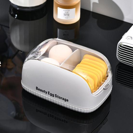 Makeup Sponge Case Portable Dustproof Cosmetic Egg Storage Box Transparent
