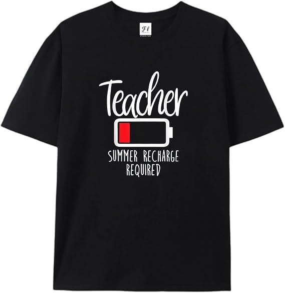 Teacher Summer Recharge Required Last Day School Women Funny T-Shirt Black S разноцветный