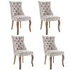 Chaise de salle à manger - MUVOE - Velours beige clair - Dossier haut - Lot de 4 - Style classique