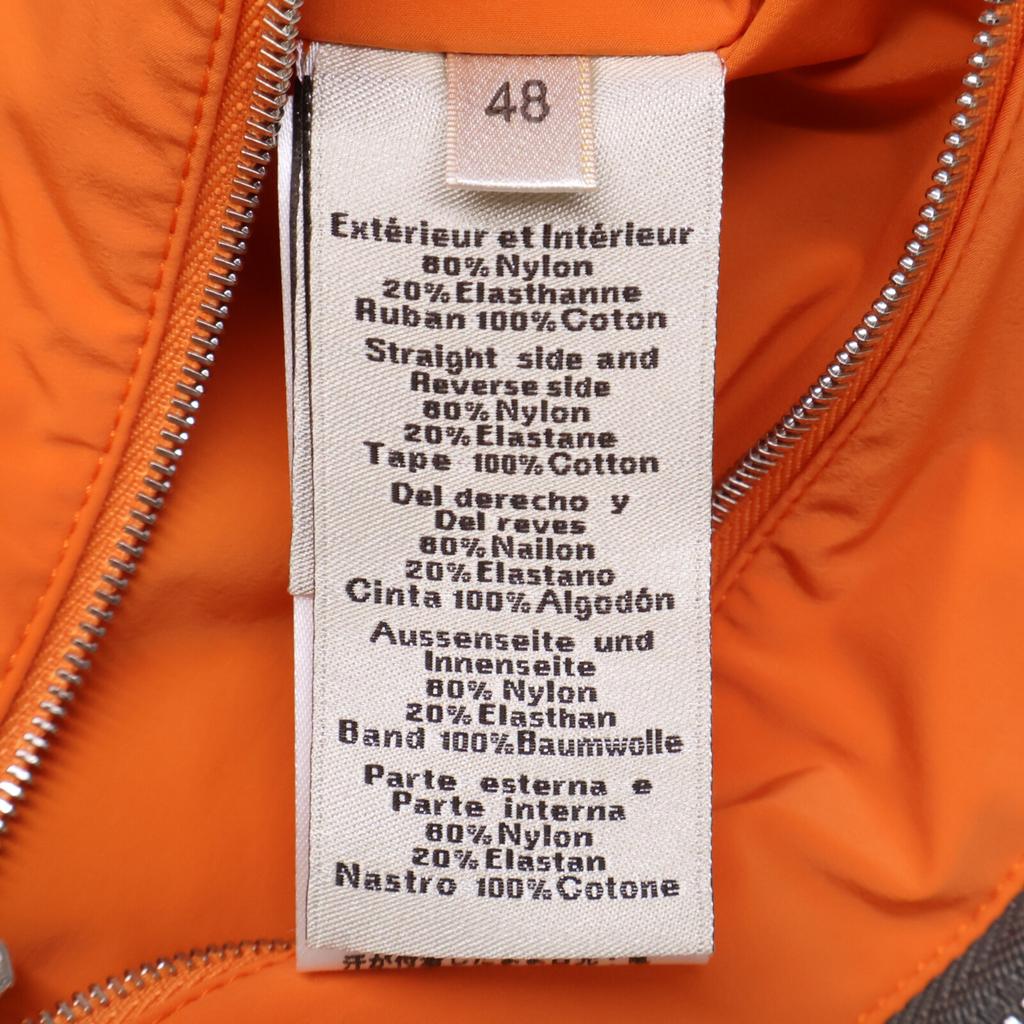 Hermes Domestic Genuine Nylon H Motif W-zip Collarless Quilted Jacket Jacket 48 Gray X orangeUsed