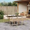 Vidaxl 7-Cz. Gartenmöbel-Set mit Kissen, Beige, Polyrattan