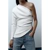 New One-Shoulder Niche Asymmetric Top Pleated Decoration