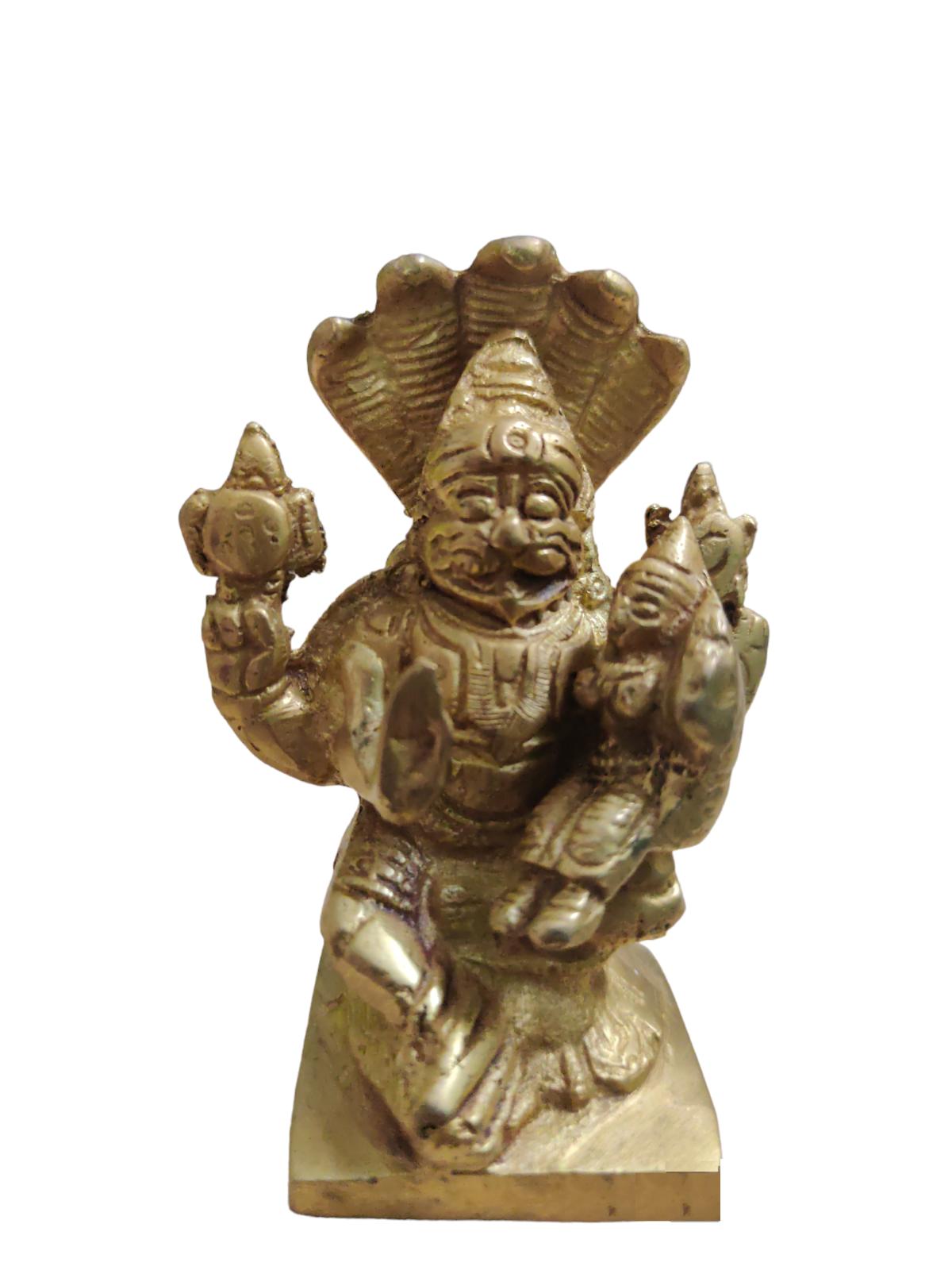 @ Indian Traditional Brass Lord Narasimhar With Adhishesha Snake Statue Zr654-60%Off