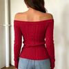 Women's Casual Off-Shoulder Cable Knit Long Sleeve Sweater