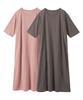 Pajamas and Loungewear Room Cotton Loose Sleeve Room Pink 3L [Nissen] Tops, 3-second Dress, 2-piece Set, Blend, Fit, 5/8 Dress, + Chocolate,