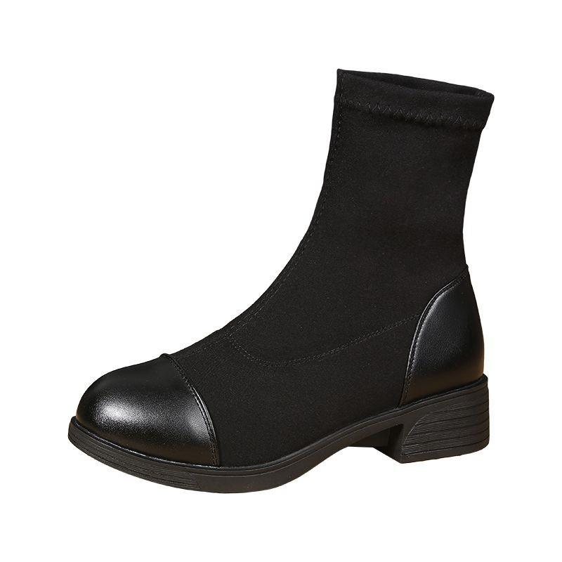 Autumn and winter new velvet warm elastic short boots women's retro non-slip fashion versatile Martin boots