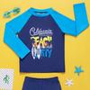 Korean-Style Cartoon Boys' Long Sleeve Patchwork Swimsuit, European & American Children's Swimwear