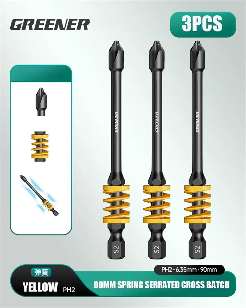 Serrated Non-slip Electric Screwdriver Spring-loaded Buffer Crosshairs Battery Screwdrivers with Rainbow Plug-in Card Tool Parts
