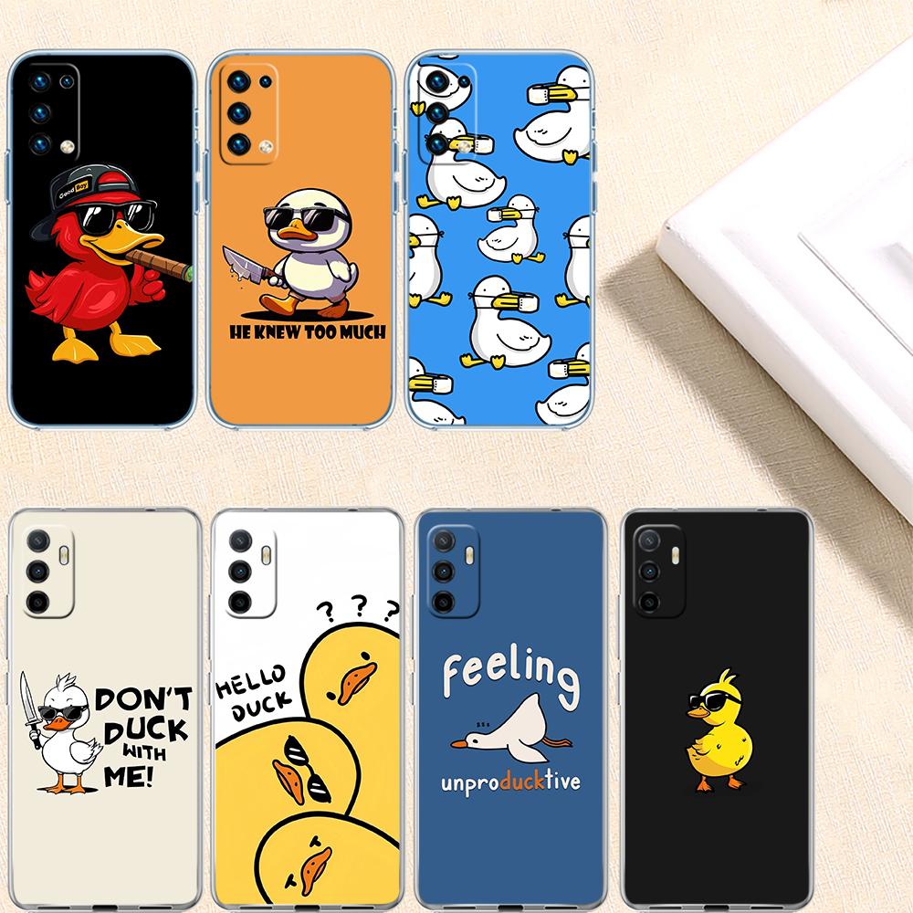 UP27 DUCK Cartoon Transparent Phone Case for Motorola Moto G7 G8 G9 G84 G85 G73 G24 G15 Z2 Play Power Plus