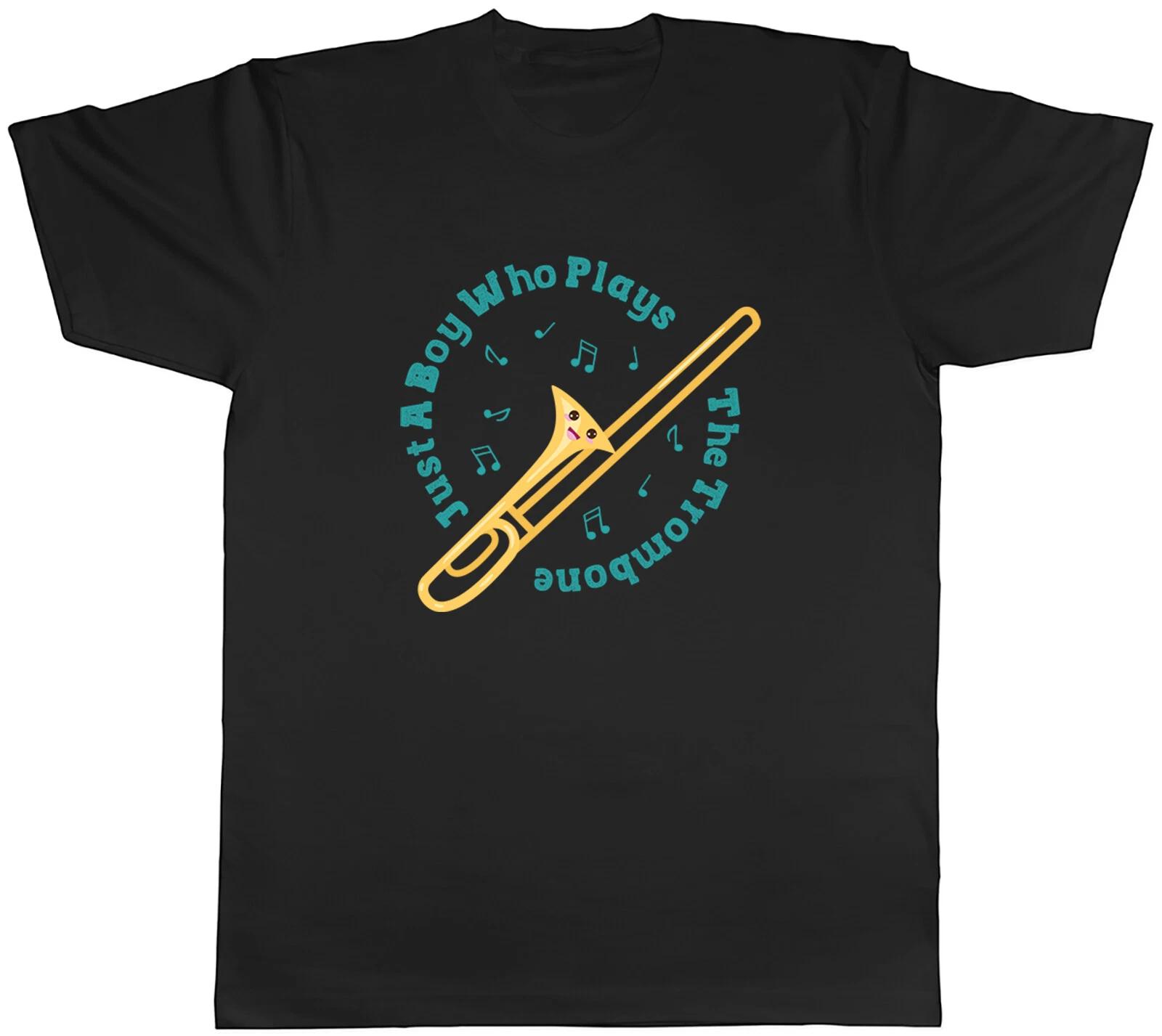 Boy Who Plays the Trombone Mens T-Shirt Brass Instrument Slide Bell Valve Tee XXXXL