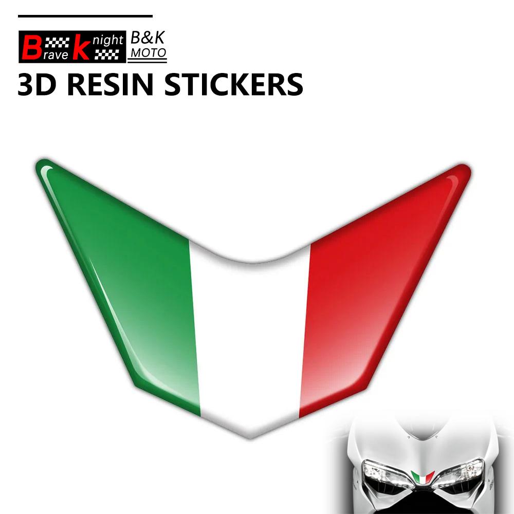 3D Reflektierender Italien Flagge Motorrad Aufkleber Passend für Ducati 959/969/V4 Aprilia RSV4 Benelli Vespa Wasserdicht Epoxidharz Decal