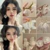 2025 White Chiffon Flower High-End Fairy Stud Earrings for Big Round Faces