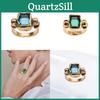 High-end Adjustable Square Brass Ring With Crystal For Women Trendy 2024 Summer Accessory