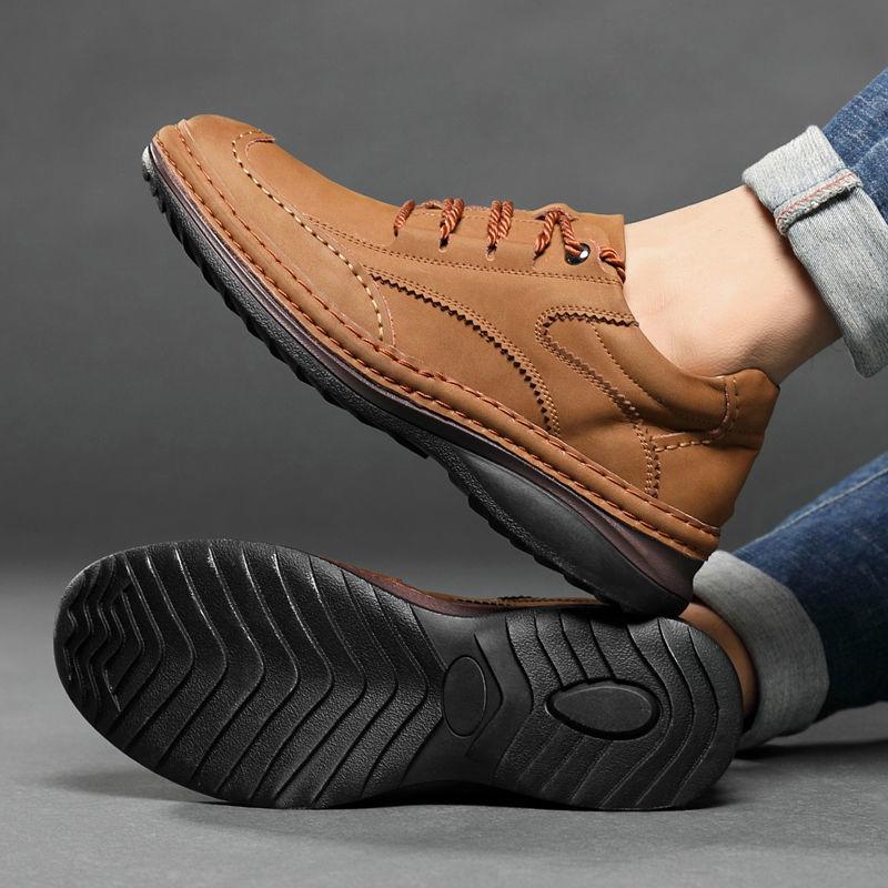 Fashion Luxury Brand Mens Casual Shoes  Leather Men Business Flat Top Quality Male Oxford Shoes Handmade Breathable Walking Shoes