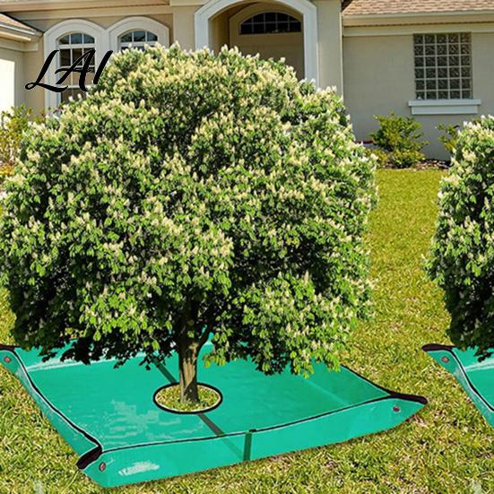 Durable PE Leaf Gathering Mat Landscape Tarp for Trimming Garden Pruning with Hole & 4 Heavy Duty Yard Cleanup Corner Buckles Shrub Trimmings