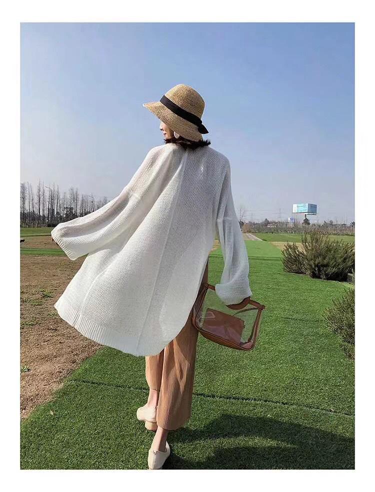 2025 Chic Loose Knit Cardigan: Women's Mid-Length, Lightweight, Sun-Protective Summer Wear