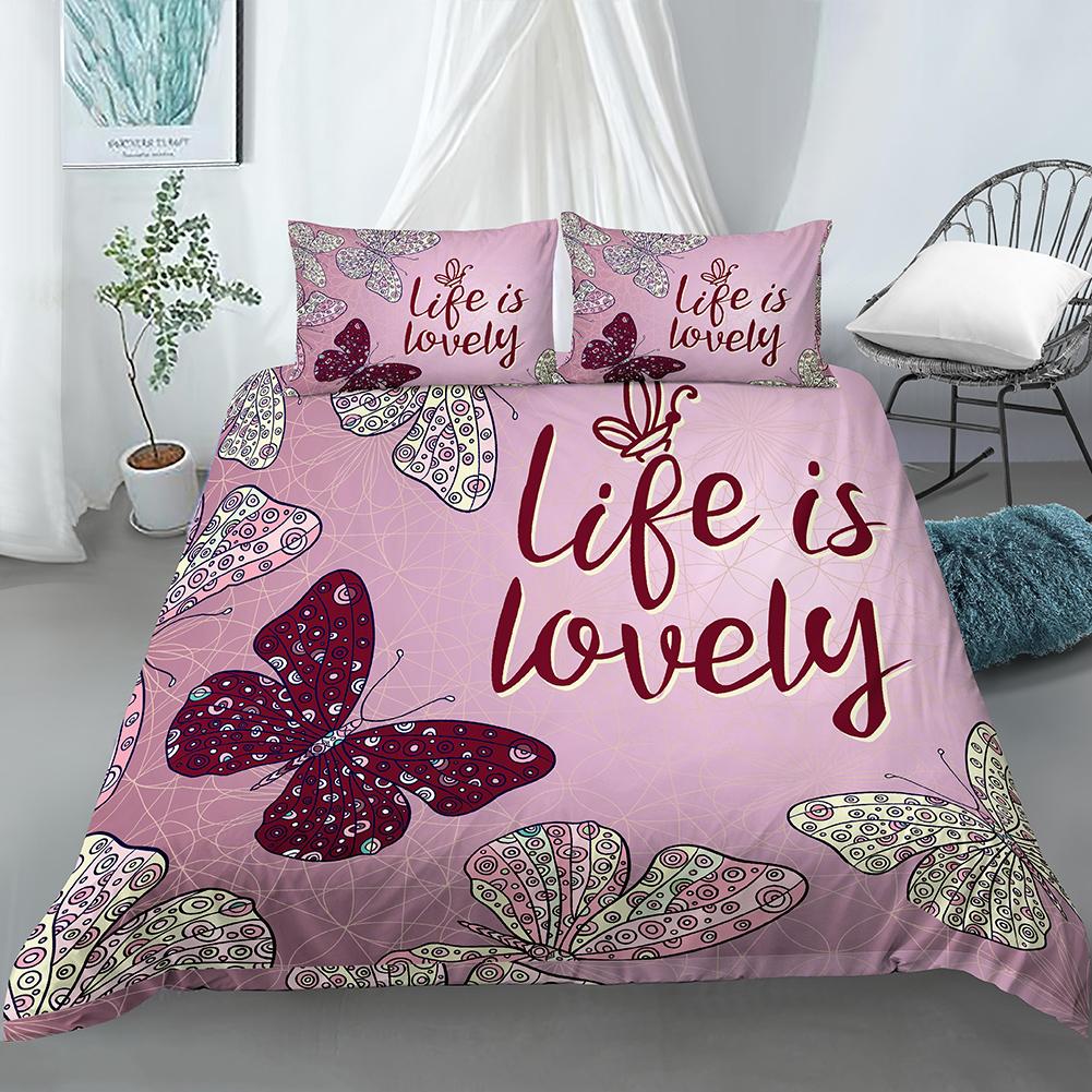 

Пододеяльник с рисунком бабочки, мягкий комплект постельного белья из 3 предметов с наволочкой, комплект постельного белья размера «king-size» для семьи EU Single(135x200cm)