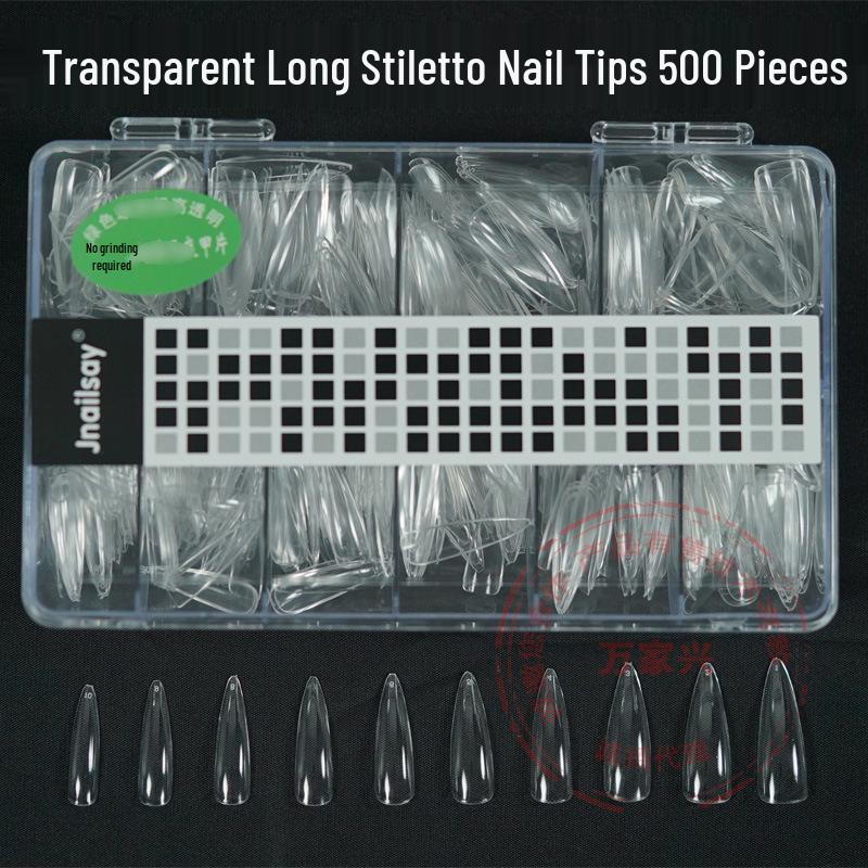 Boxed Nail Art Stickers: 500 Half & Full Cover Transparent Matte French Style Dual-Use Nail Tips