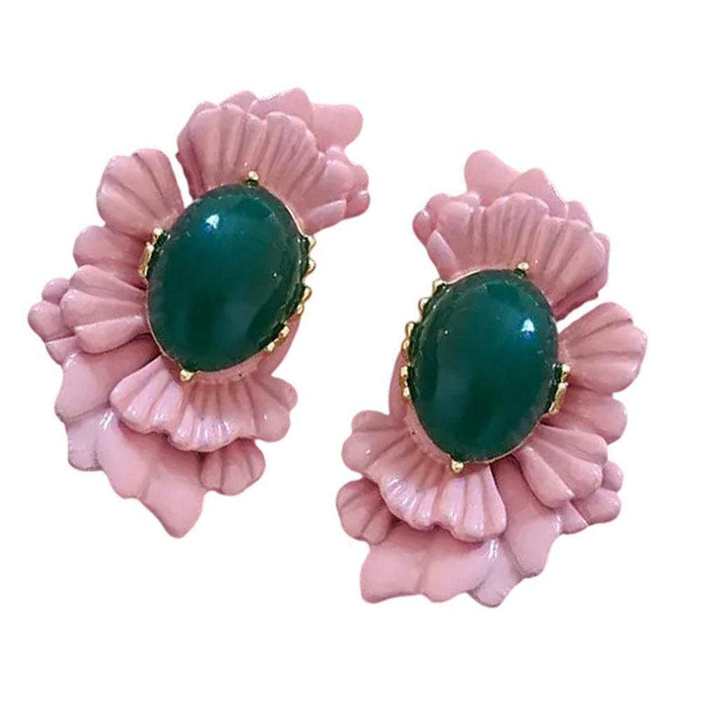 Turquoise Charm Earrings Flower Ear Studs For Women Alloy Jewelry Perfect For Daily Outfits And Special Occasions