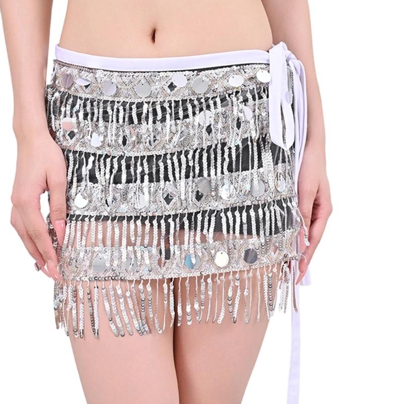 Belly Dance Hip Scarf With Detachable Fringe Skirt Adjustable Waist Chain For Performances And Practice