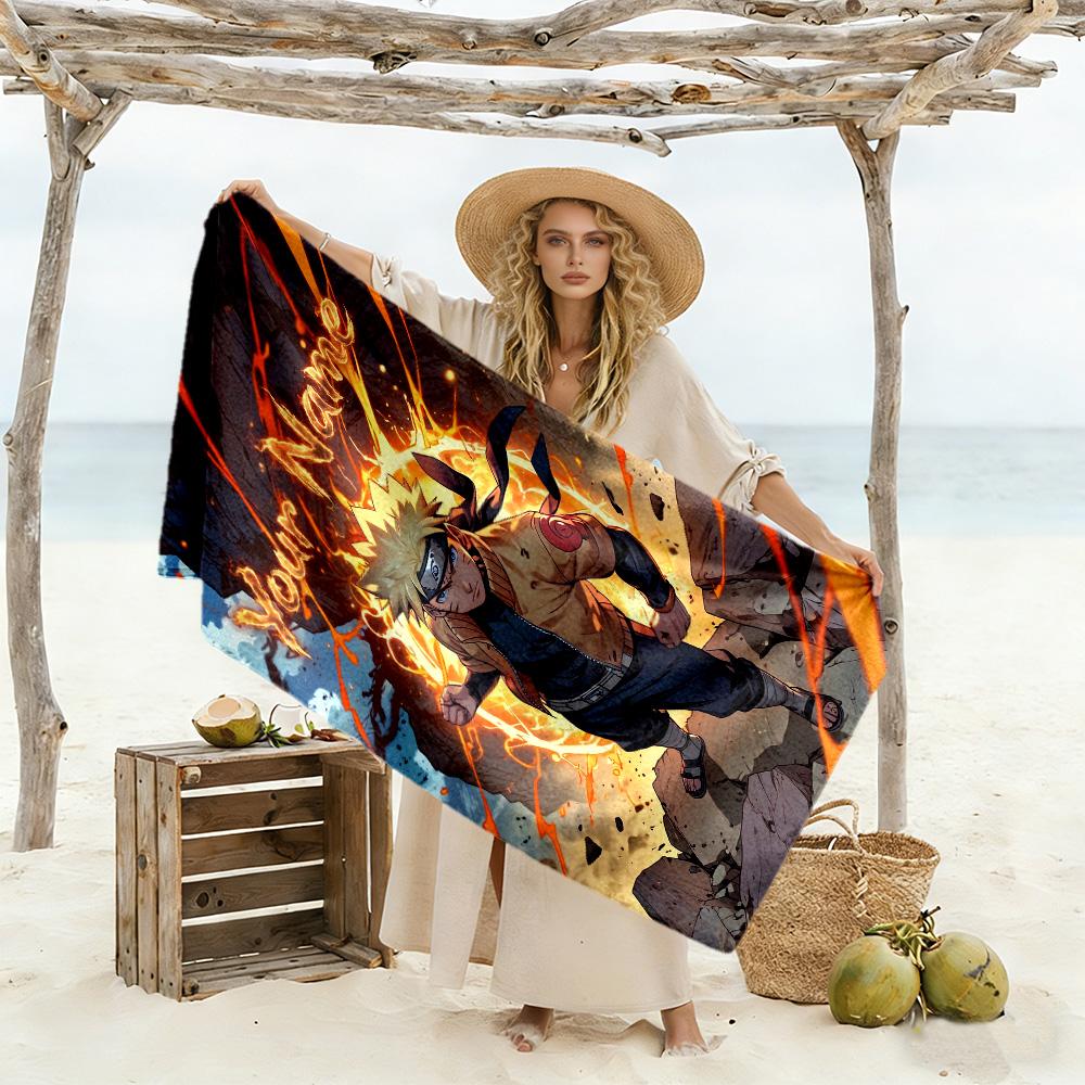 Naruto Character Customizable Name Beach Towel Soft Durable Quick-Dry Perfect for Traveling Yoga Camping and Swimming