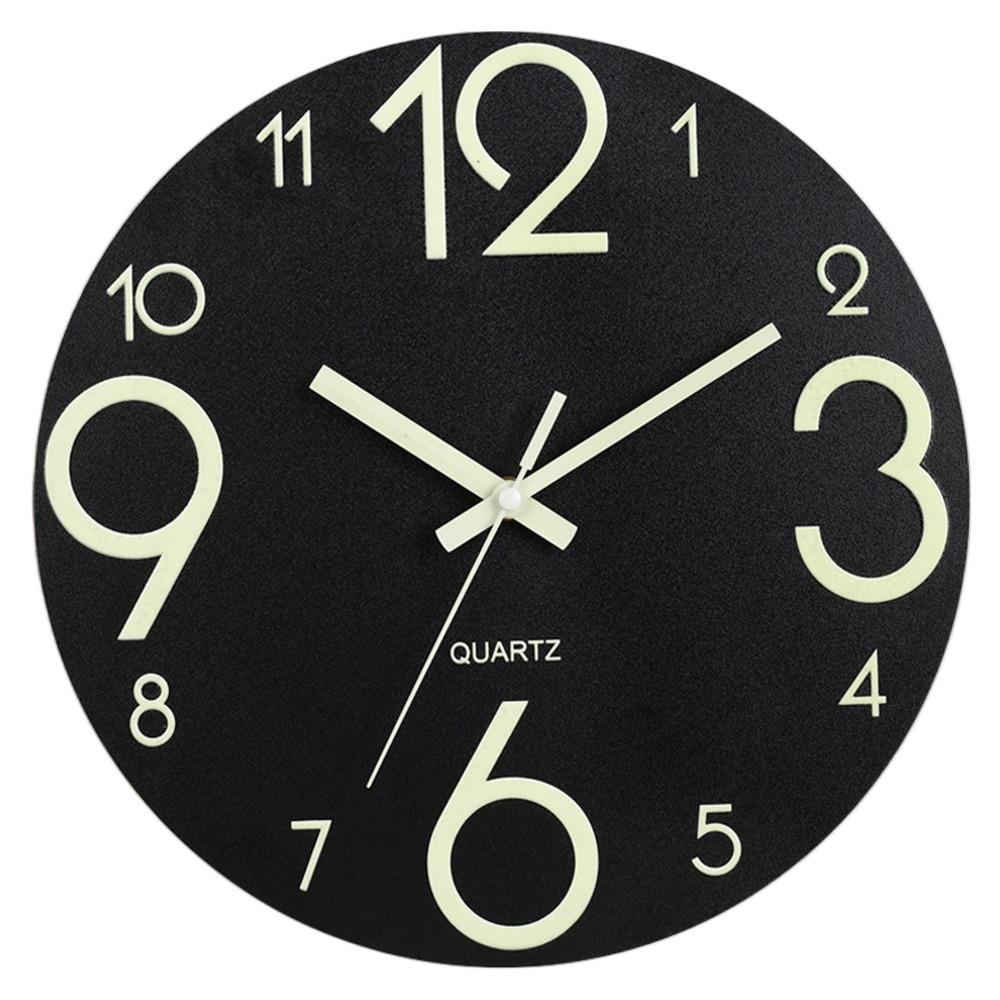 Wood Grain Luminous Wall Clock Fashion Quartz Wall Clock Silent Digital Clock  Wall Decor