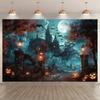 Cartoon Castle Theme Halloween Party Background Decoration Banner Halloween Party Decoration Supplies Photography Props199