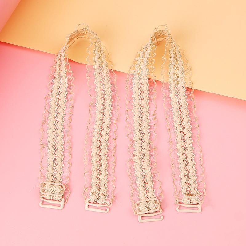 Adjustable Lace Underwear Shoulder Straps Women Elastic Stretch Bra Non-slip Mesh Hollowed Flower Shoulder Straps Accessories