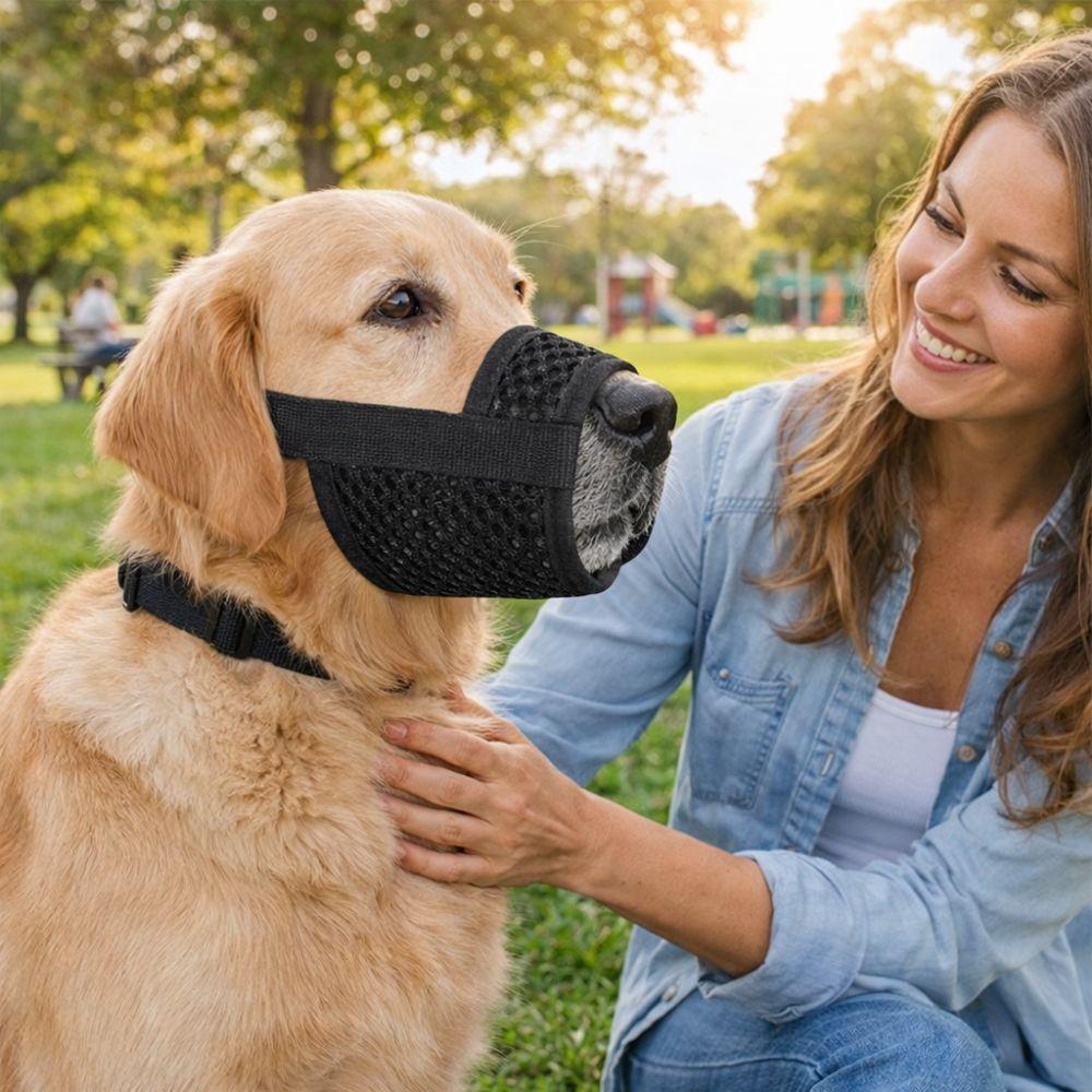 Prevent Chewing Anti Bite Dog Mesh Muzzle Prevent Barking Breathable Puppy Soft Adjustable Dog Mouth Guard Outdoor Walks