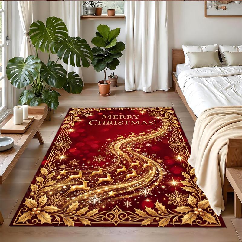 Christmas Printed Square Area Rug Soft Non Slip Floor Carpet For Bedroom Holiday Gift