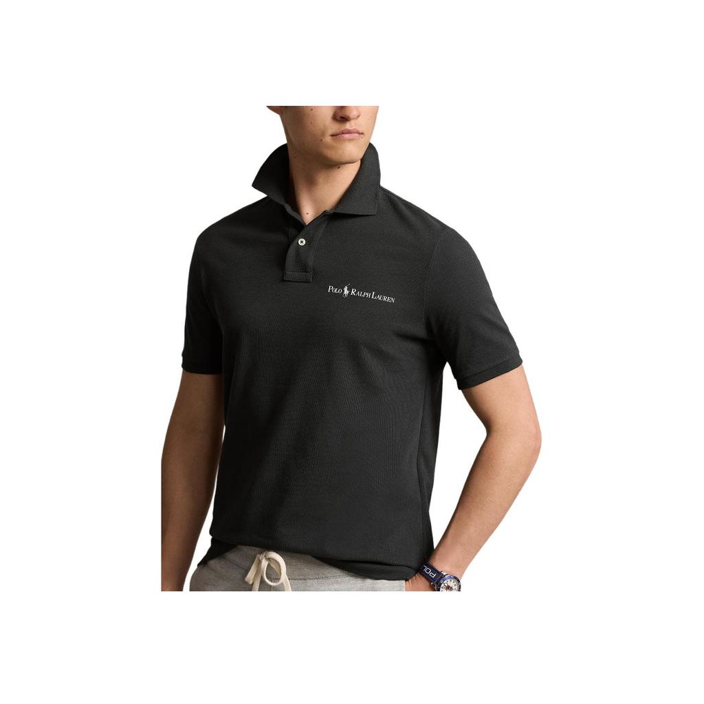 Polo Ralph Lauren Classic Letter Logo Print Casual Short Sleeve Polo Shirt Men tops Vintage-Black MNPOKNI1N822960-001