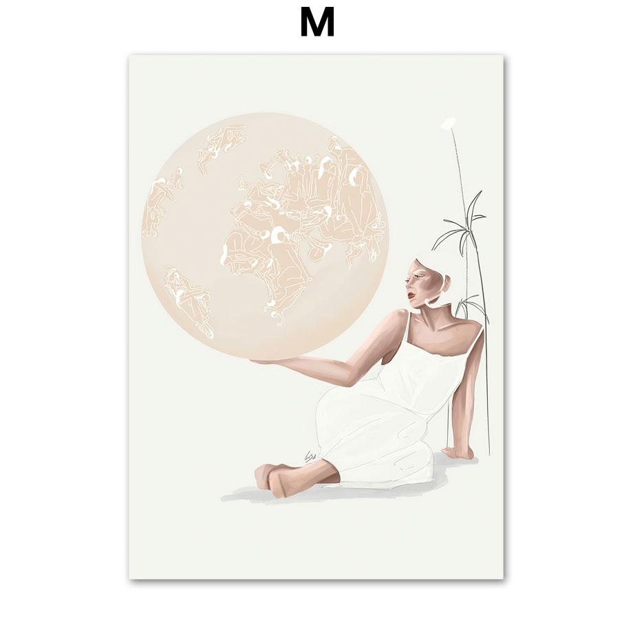 Abstrakte Frau mit Vision Musik Körper inneren Frieden Wand Kunstdruck Leinwand Malerei Nordic Poster Dekor Bilder für Wohnzimmer