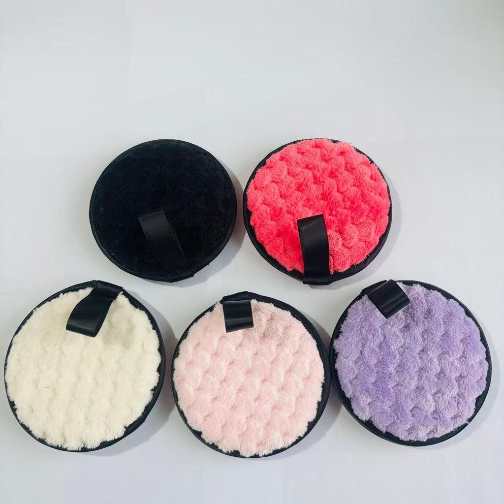 Large Double-Sided Pineapple Plaid Cleansing Puff - Thick Flocking Makeup Remover