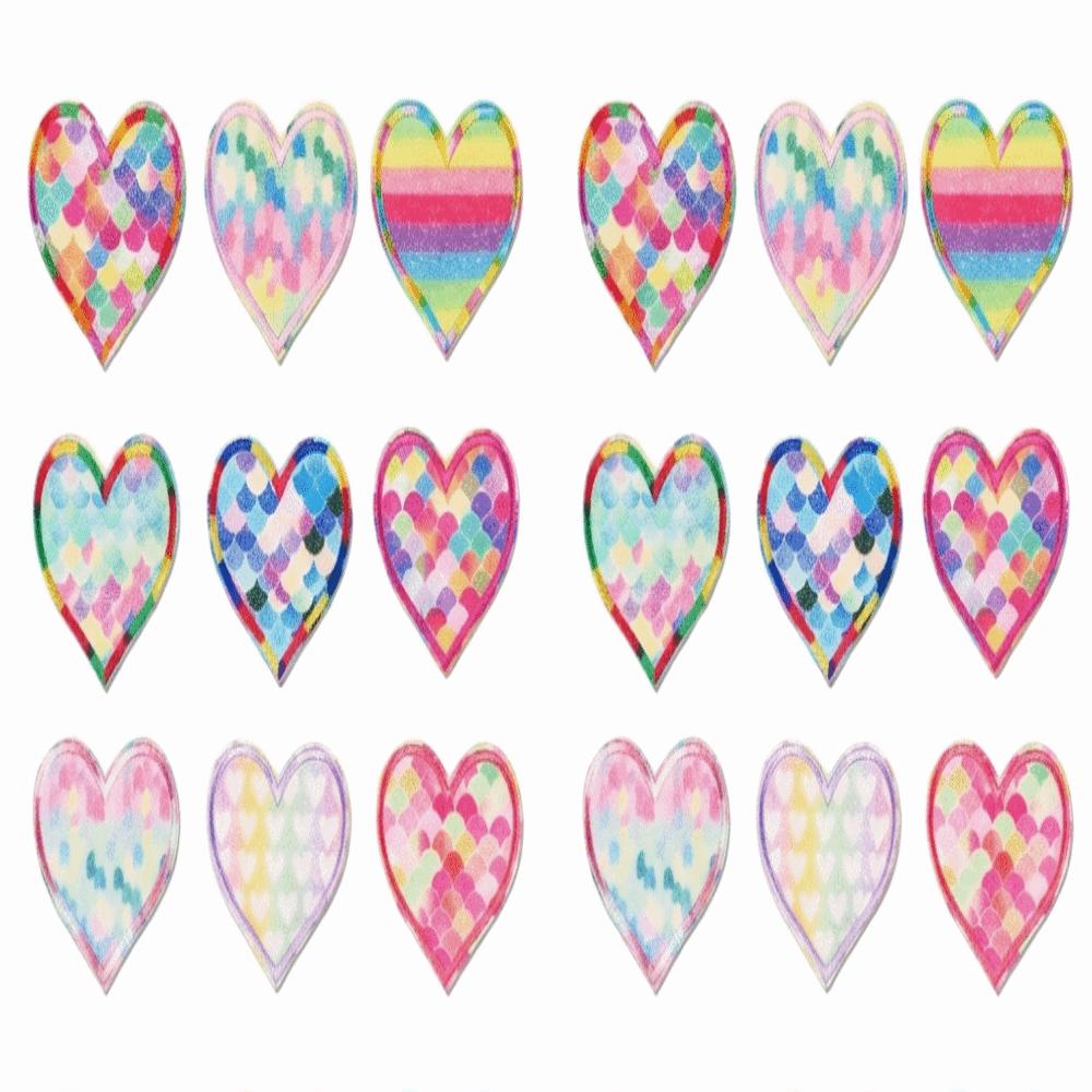 Rainbow Heart Sew On Patches Assorted Colors Heart Shaped Patch DIY Craft