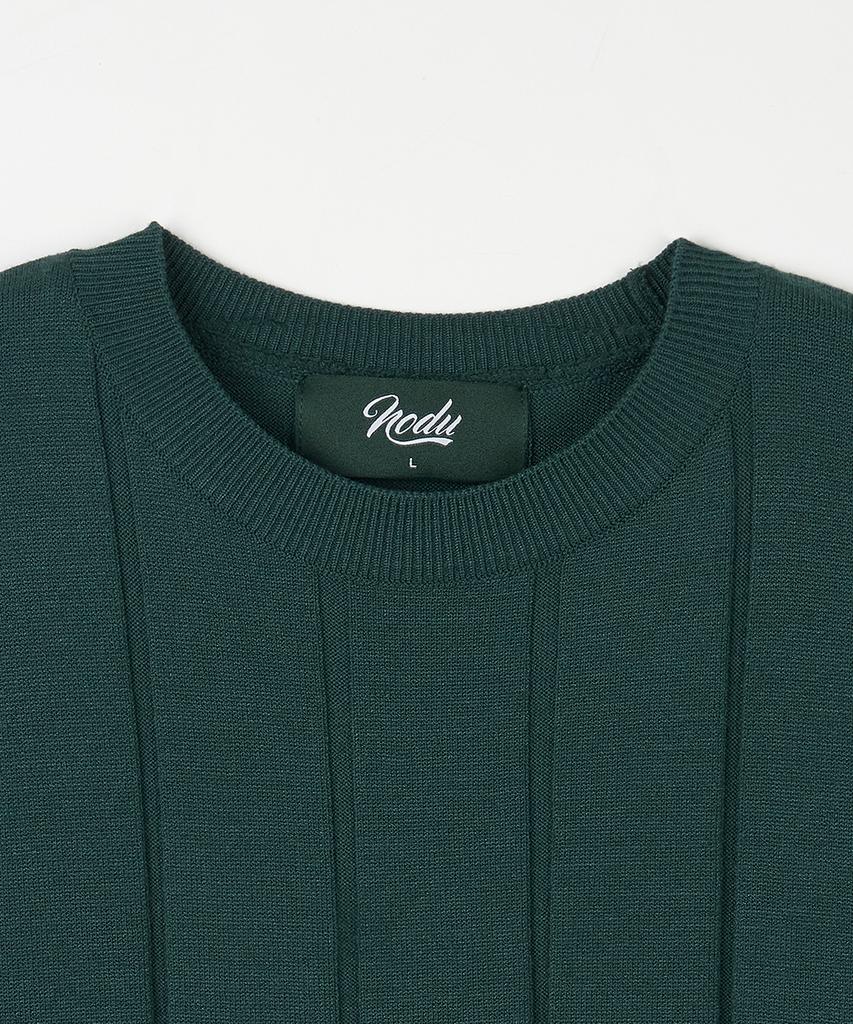 NODU Round Ribbed Short Sleeve Knit [Green]